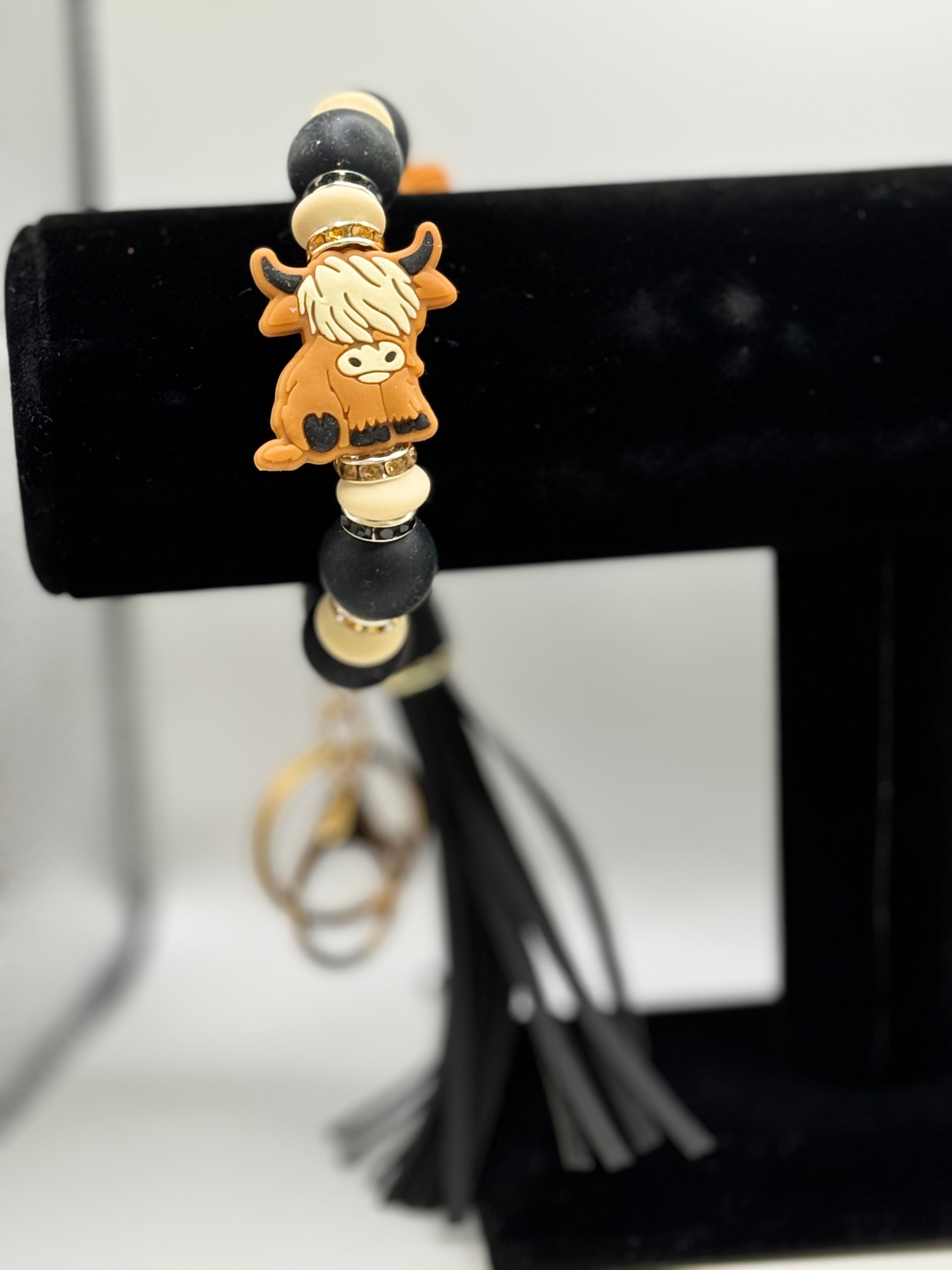 Highland cow key chain wristlet